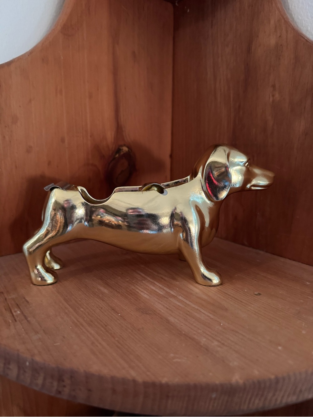 Gold dachshund tape dispenser